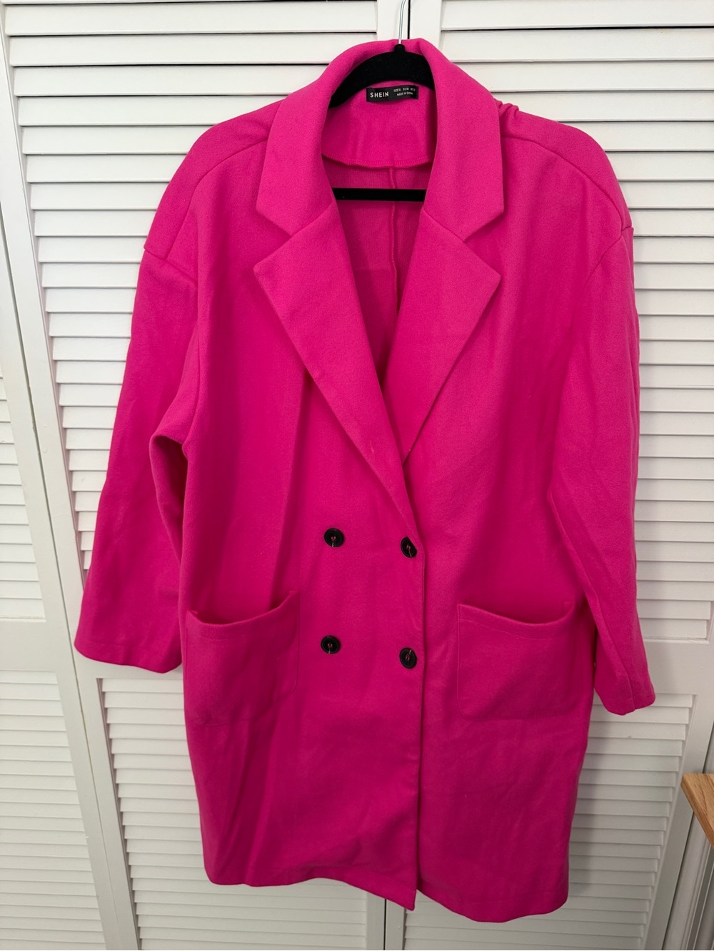 Women's Double-Breasted Hot Pink Coat Size XL